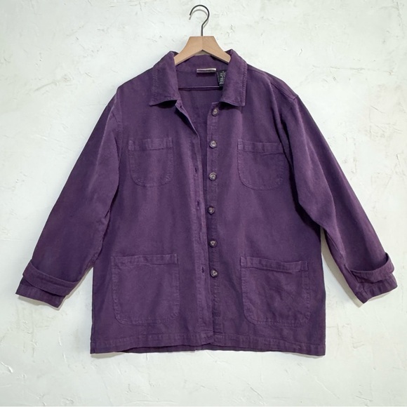 Erika & Co Jackets & Blazers - Purple Cotton Chore Jacket Relaxed Fit Workwear Erika & Co L